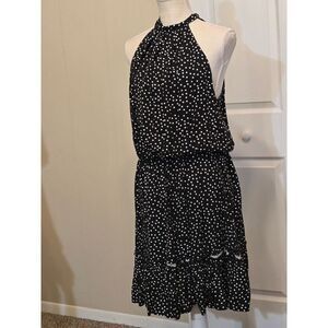 BTFBM Women's Polka-Dot Casual Dress Sleeveless Halter Boho Size Large